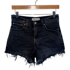 Abercrombie & Fitch The 90s High Rise Cutoff Denim Shorts Black